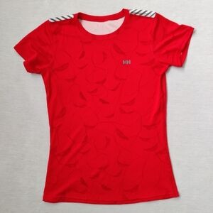 HELLY Hansen red t-shirt with leaf prints size Small